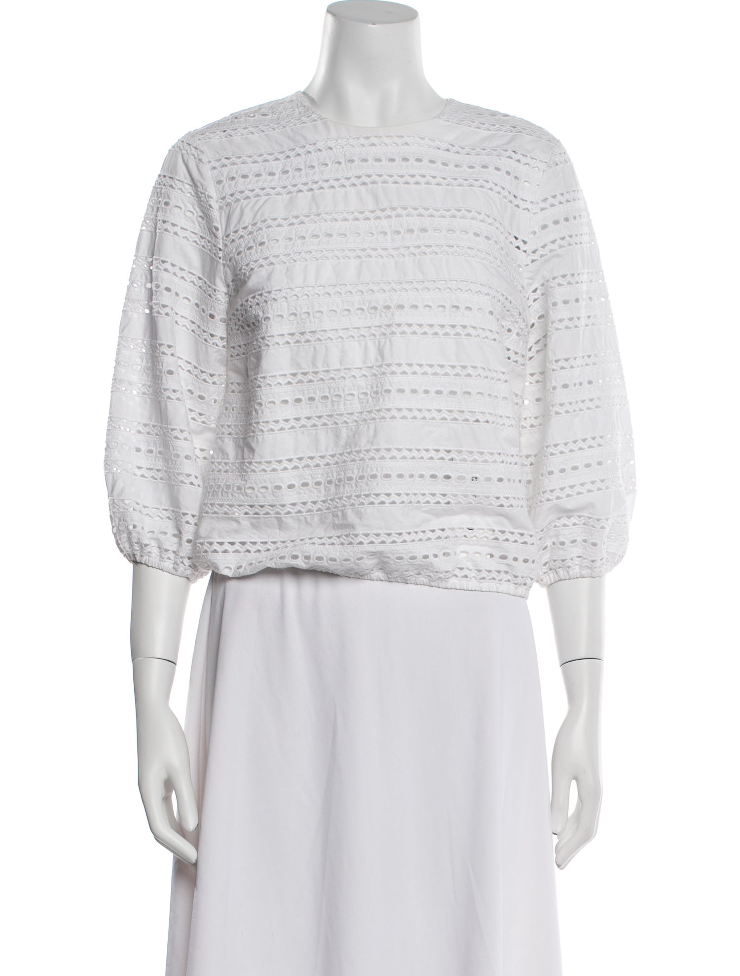 Red Valentino Eyelet Square Neckline Crop Top