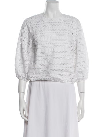 Red Valentino Tops Eyelet Square Neckline Crop Top US 2 | XS