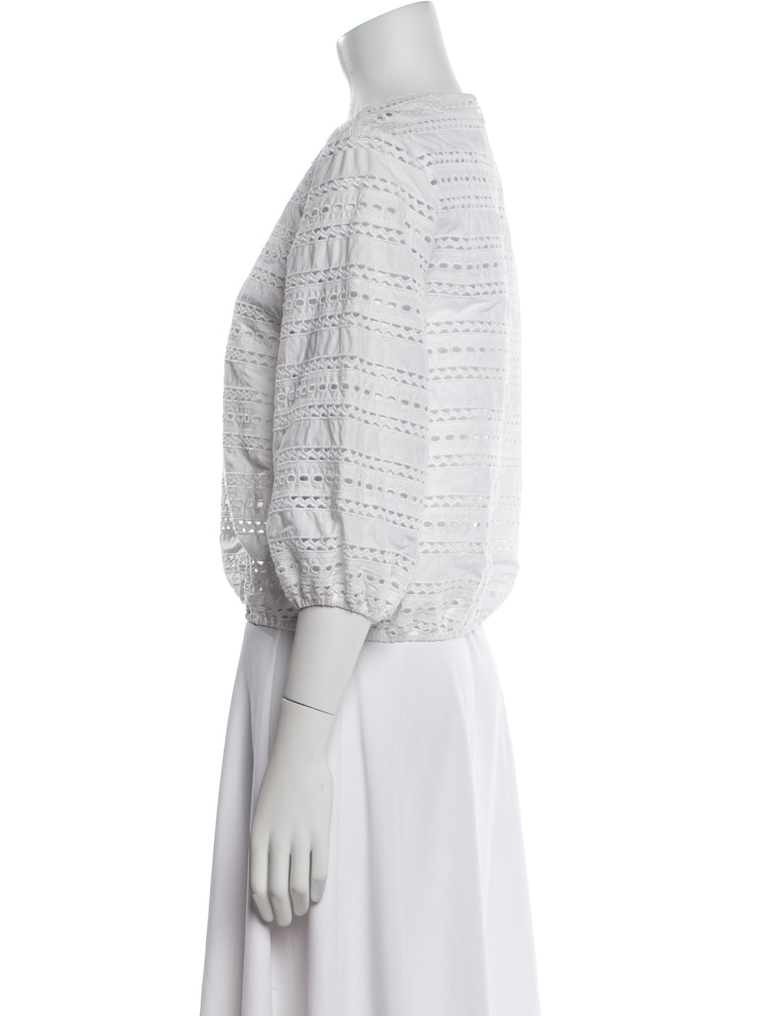 Red Valentino Eyelet Square Neckline Crop Top