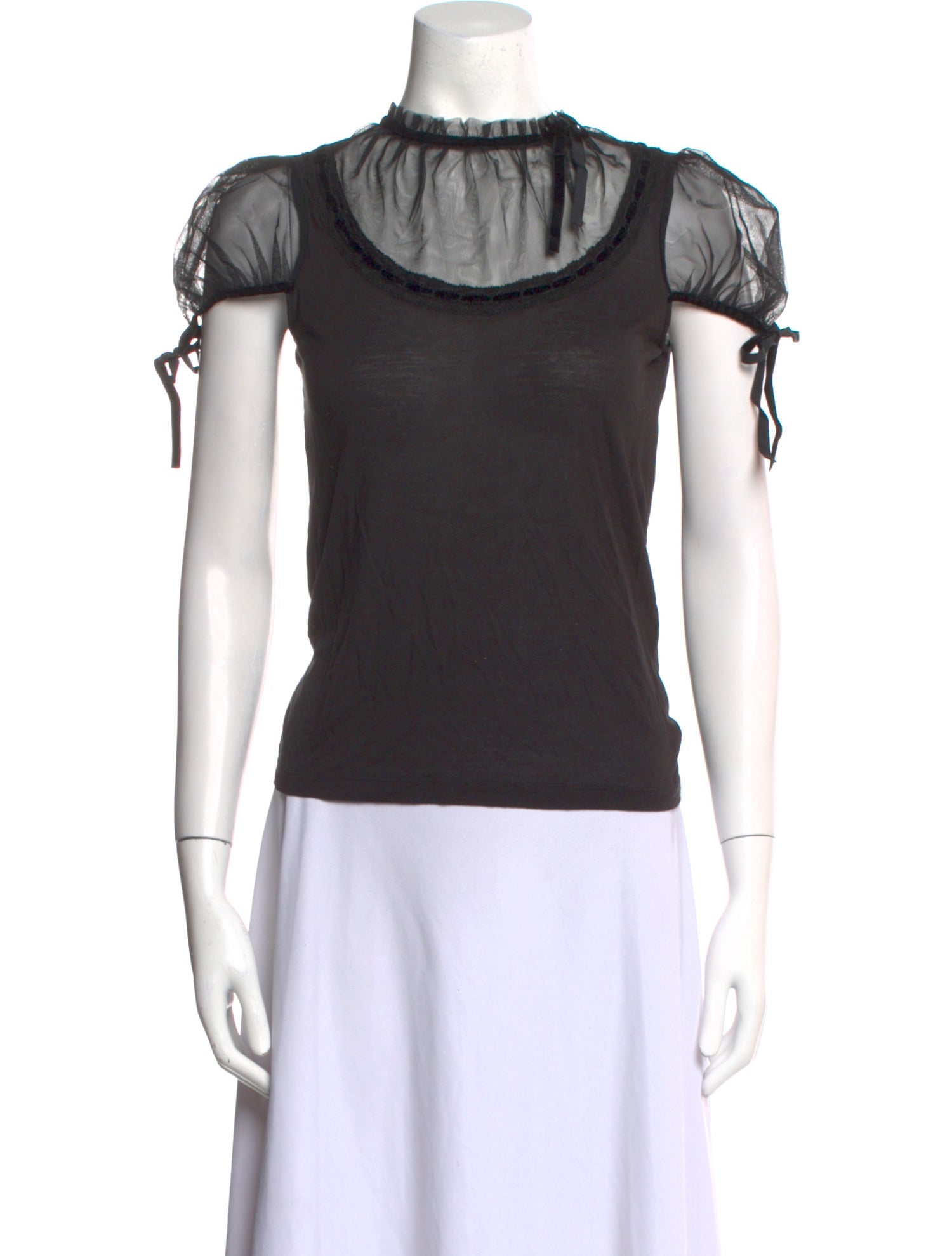Red Valentino Mock Neck Short Sleeve Top