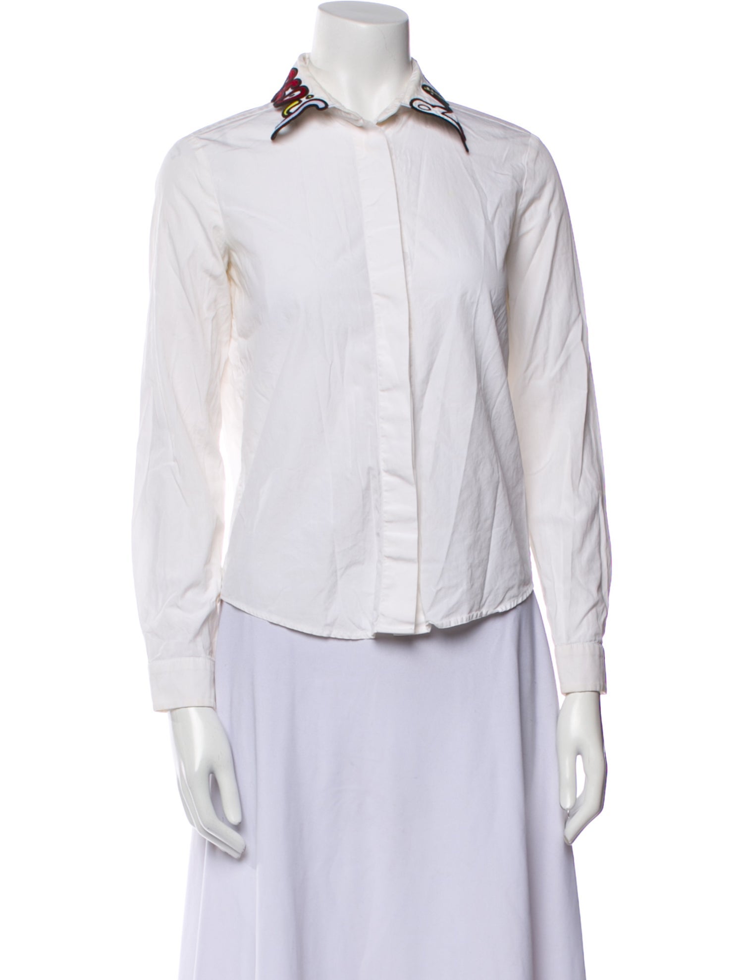 Red Valentino Long Sleeve Button-Up Top