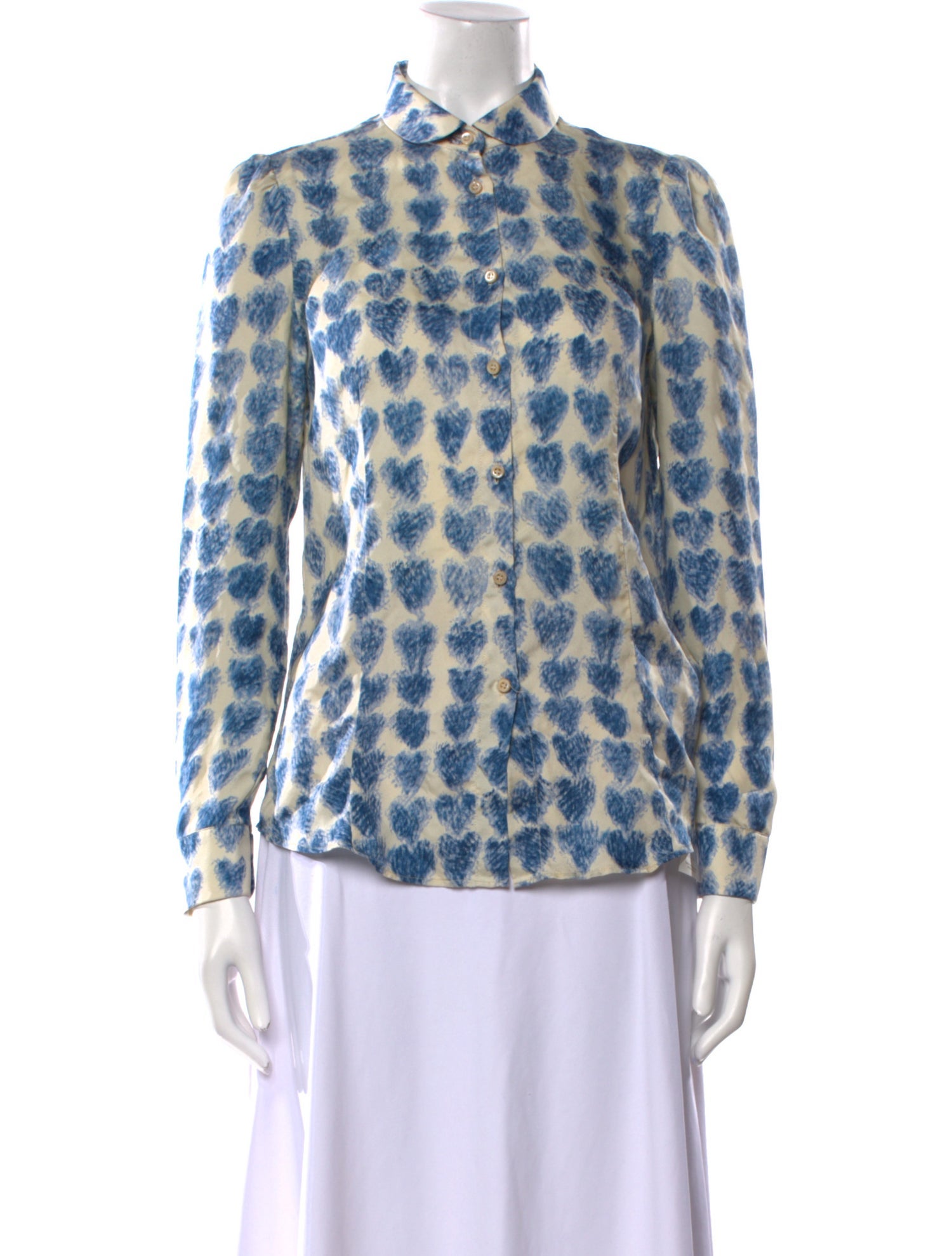 Red Valentino Silk Printed Button-Up Top