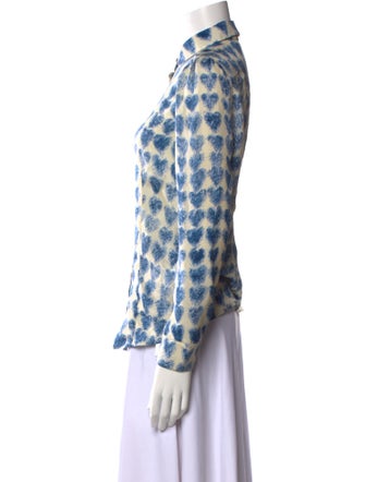 Red Valentino Silk Printed Button-Up Top