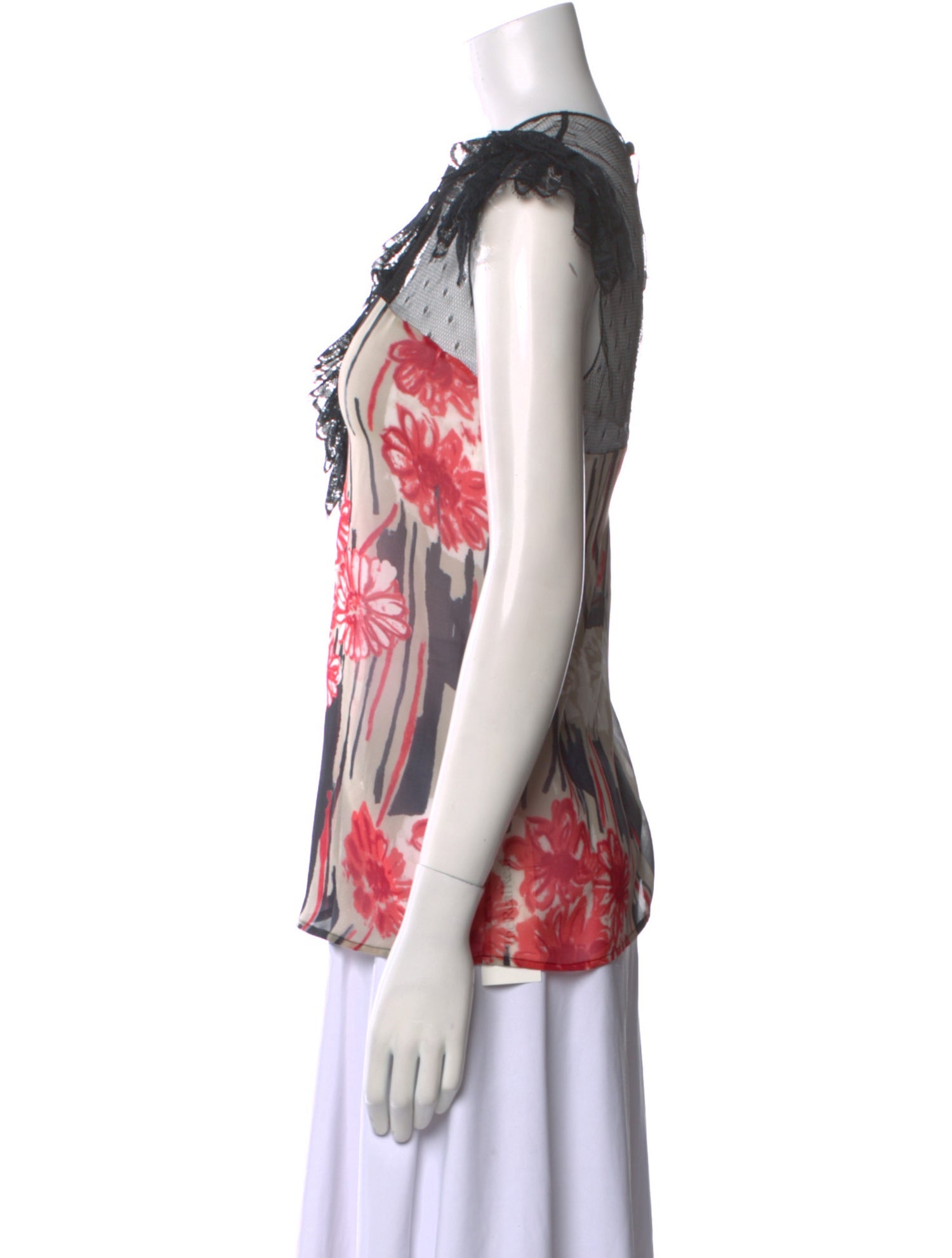 Red Valentino Floral Print Crew Neck Top