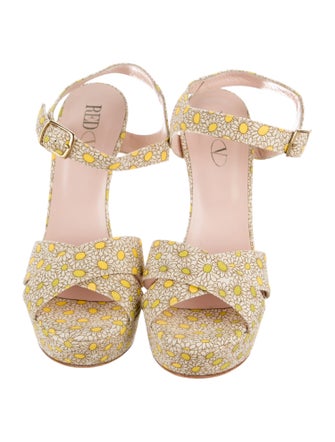 Red Valentino Canvas Floral Print Sandals