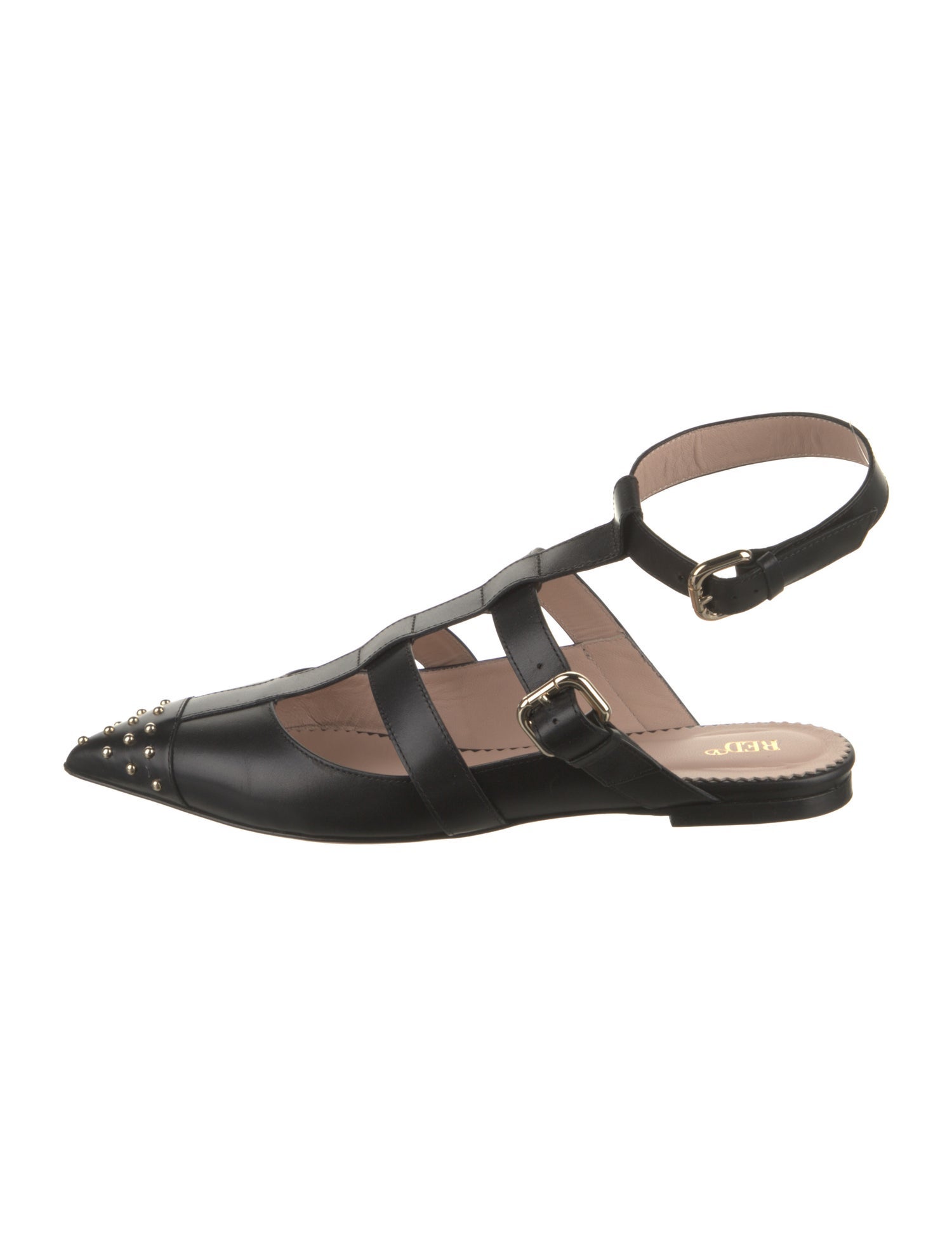 Red Valentino Leather Studded Accents Slingback Flats