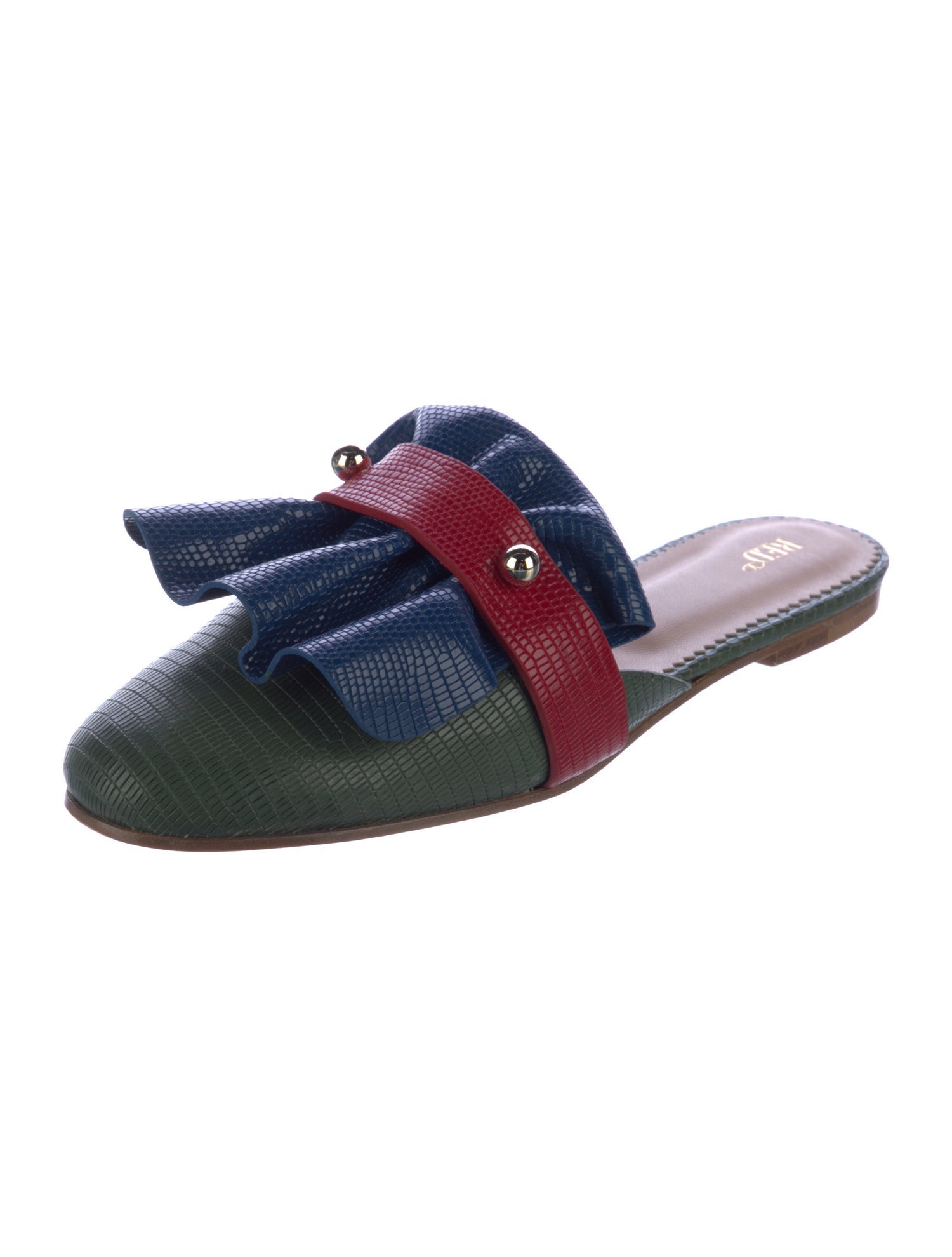 Red Valentino Leather Colorblock Pattern Mules