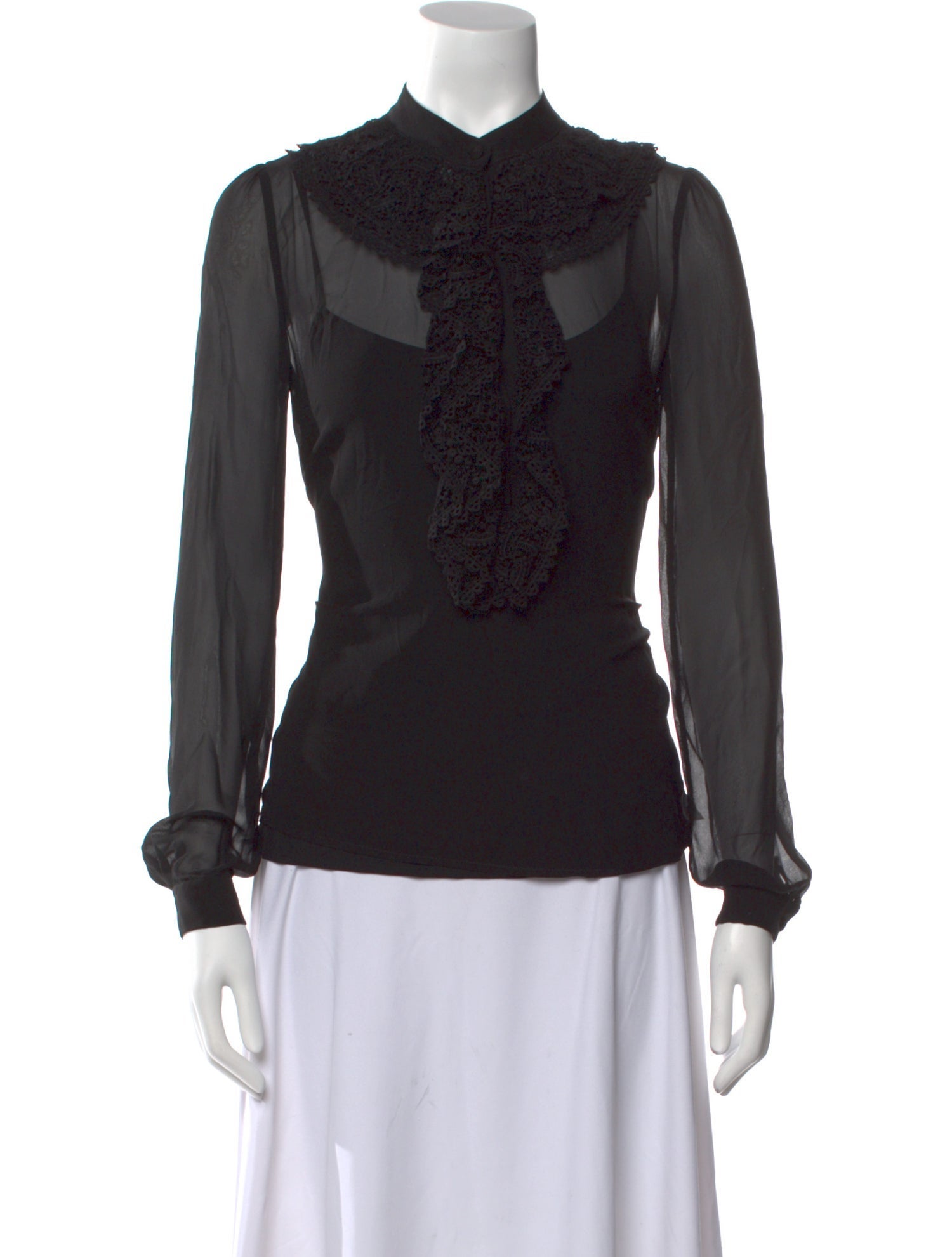 Red Valentino Silk Mock Neck Blouse