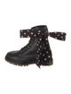 Red Valentino Leather Polka Dot Print Combat Boots