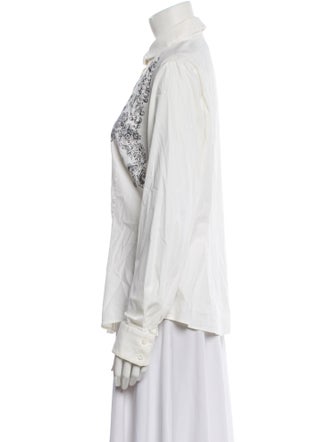 Red Valentino Long Sleeve Button-Up Top