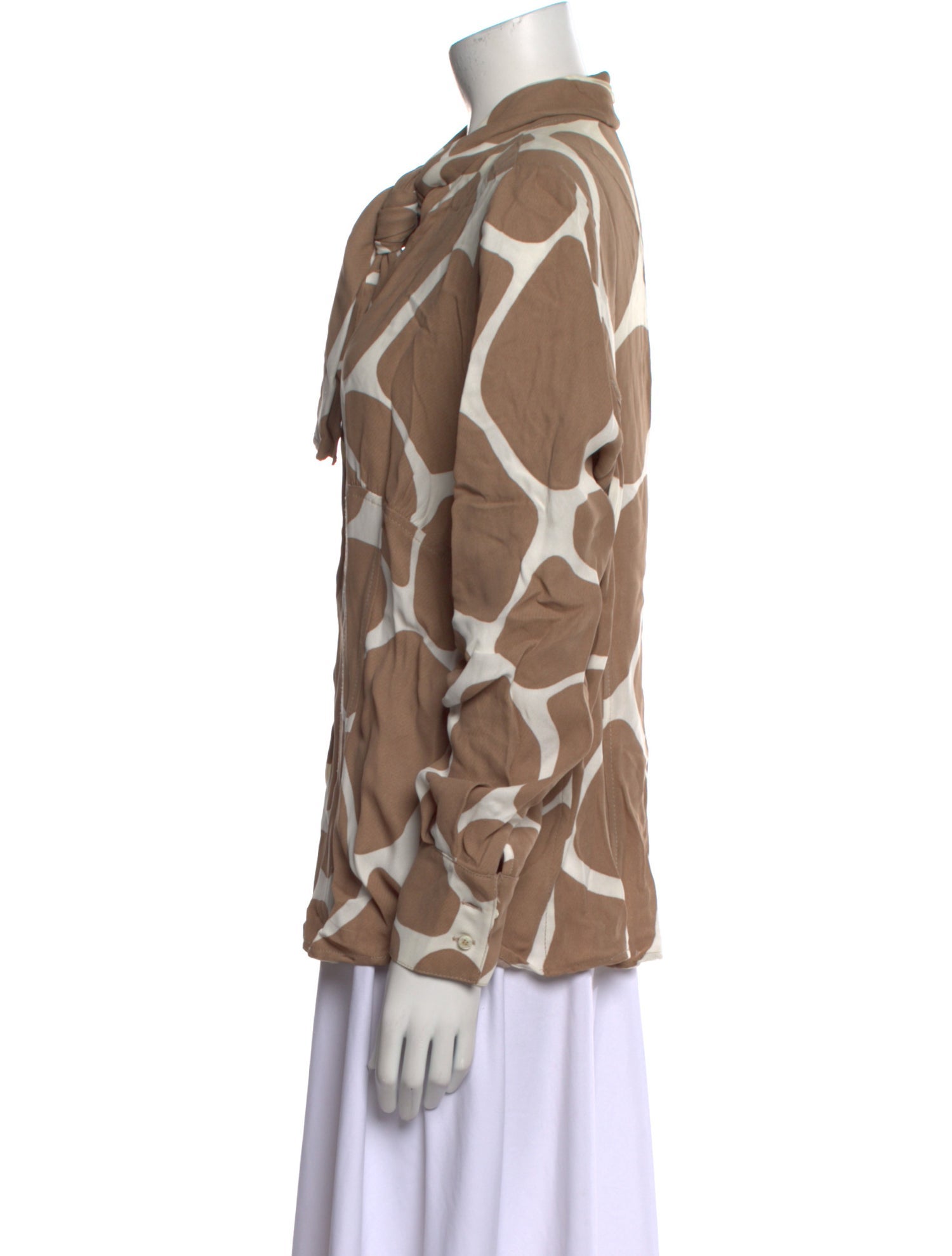 Red Valentino Printed Long Sleeve Button-Up Top