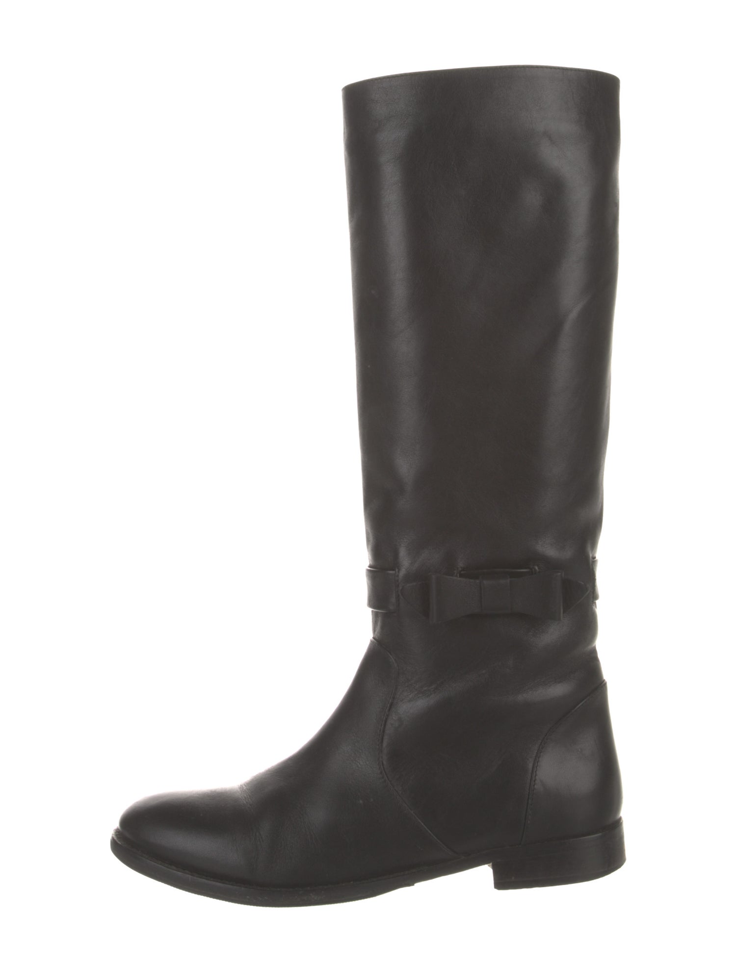 Red Valentino Leather Bow Accents Riding Boots