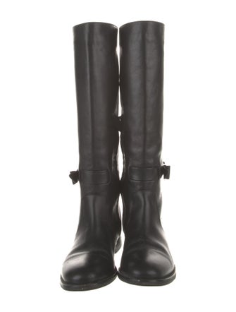 Red Valentino Leather Bow Accents Riding Boots