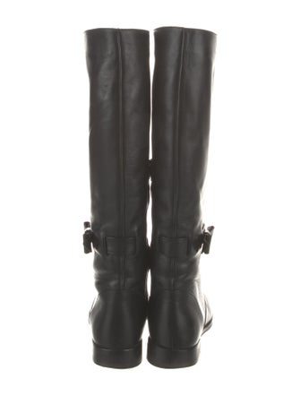 Red Valentino Leather Bow Accents Riding Boots