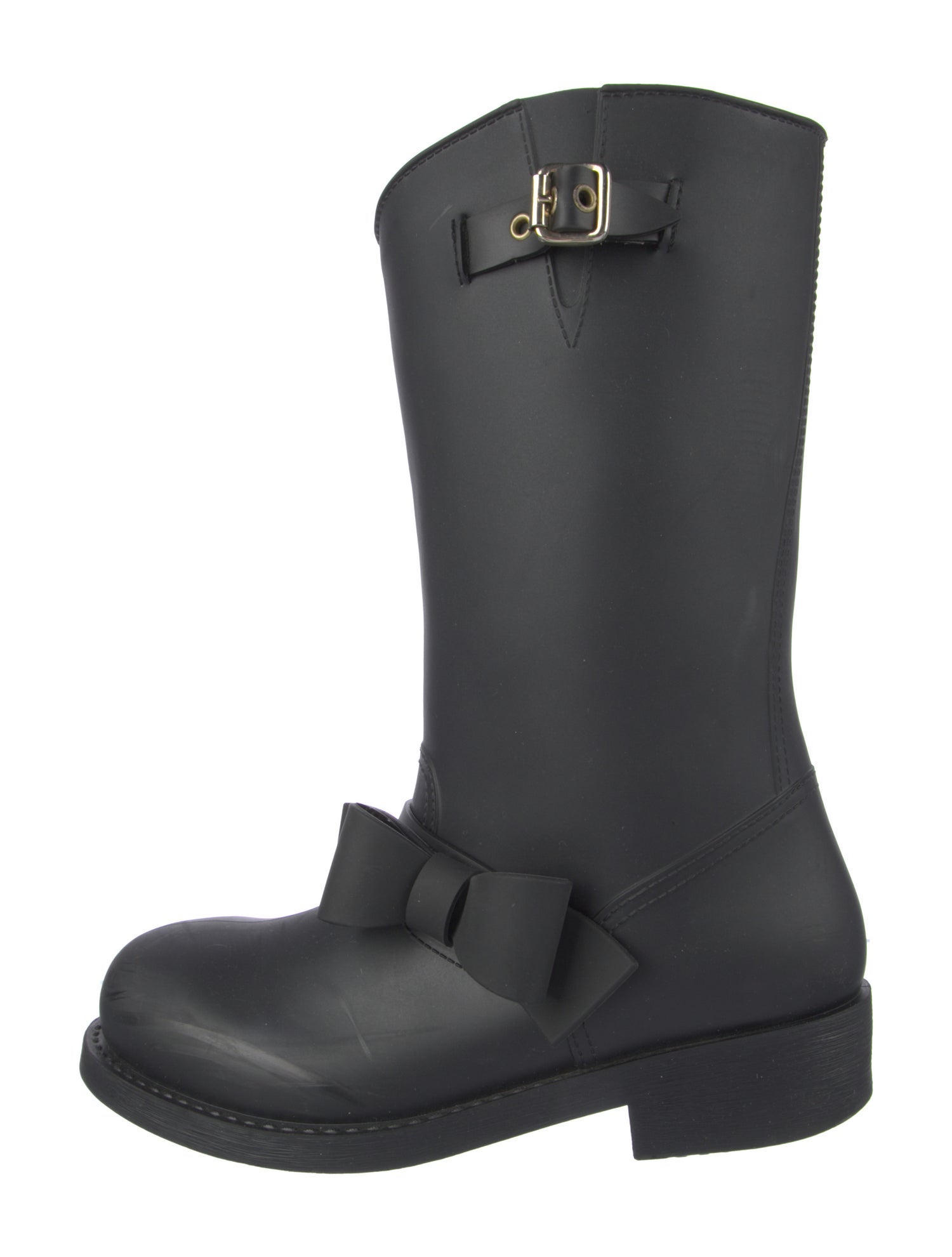 Red Valentino Rubber Bow Accents Rain Boots