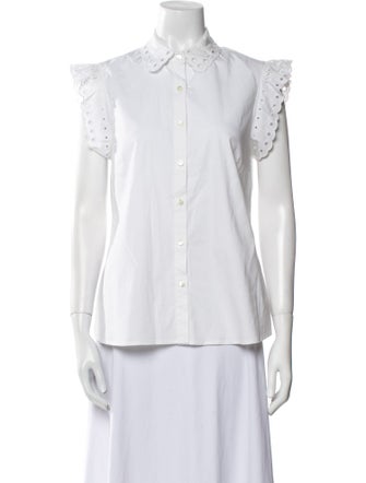 Red Valentino Short Sleeve Button-Up Top
