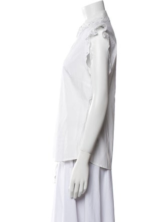 Red Valentino Short Sleeve Button-Up Top