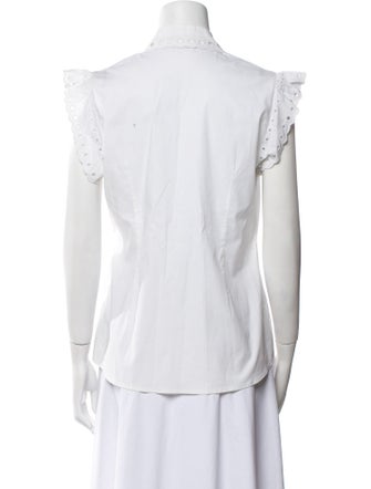 Red Valentino Short Sleeve Button-Up Top