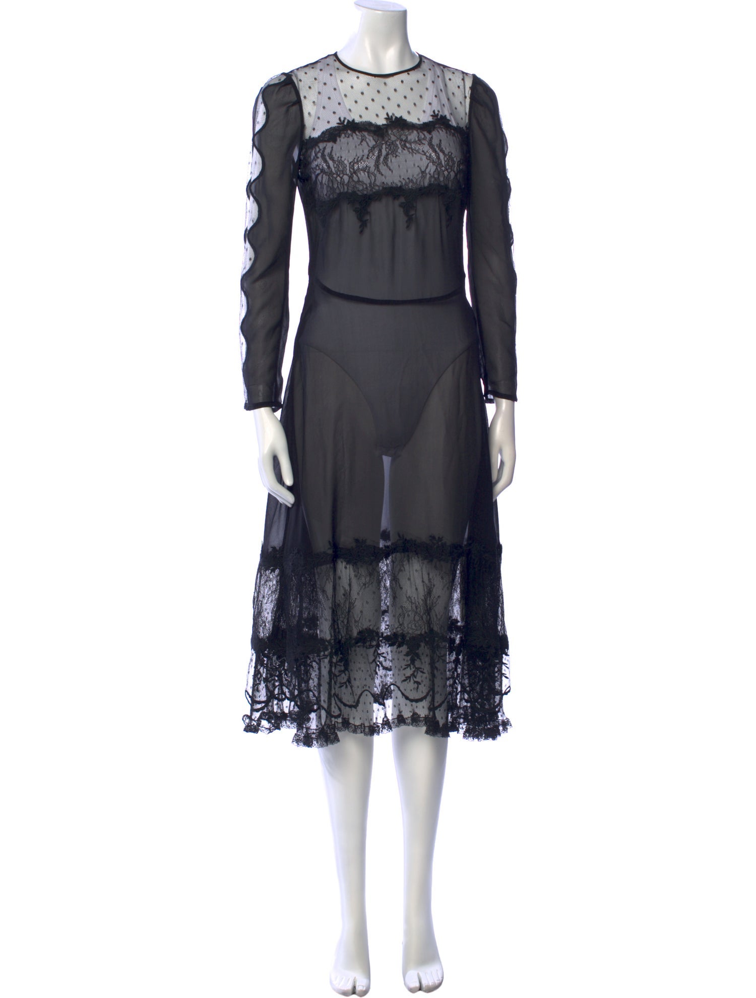 Red Valentino Lace Pattern Midi Length Dress