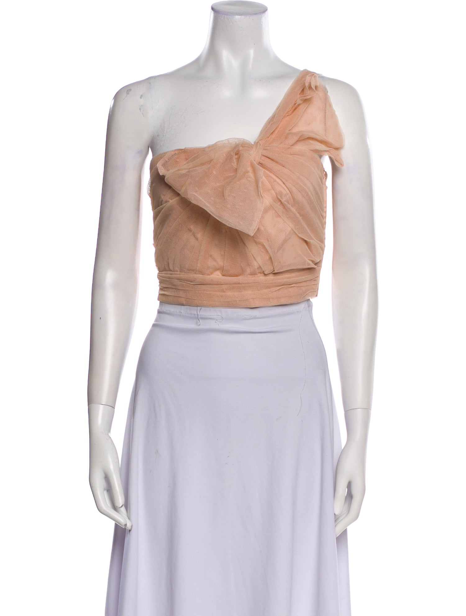 Red Valentino Silk One-Shoulder Crop Top