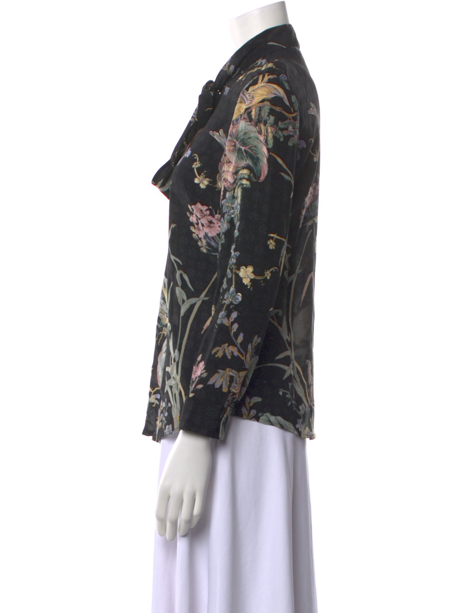 Red Valentino Silk Floral Print Button-Up Top