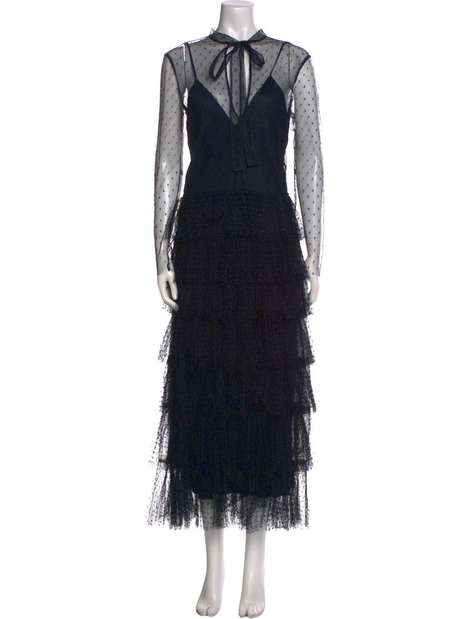 Red Valentino Tie Neck Long Dress