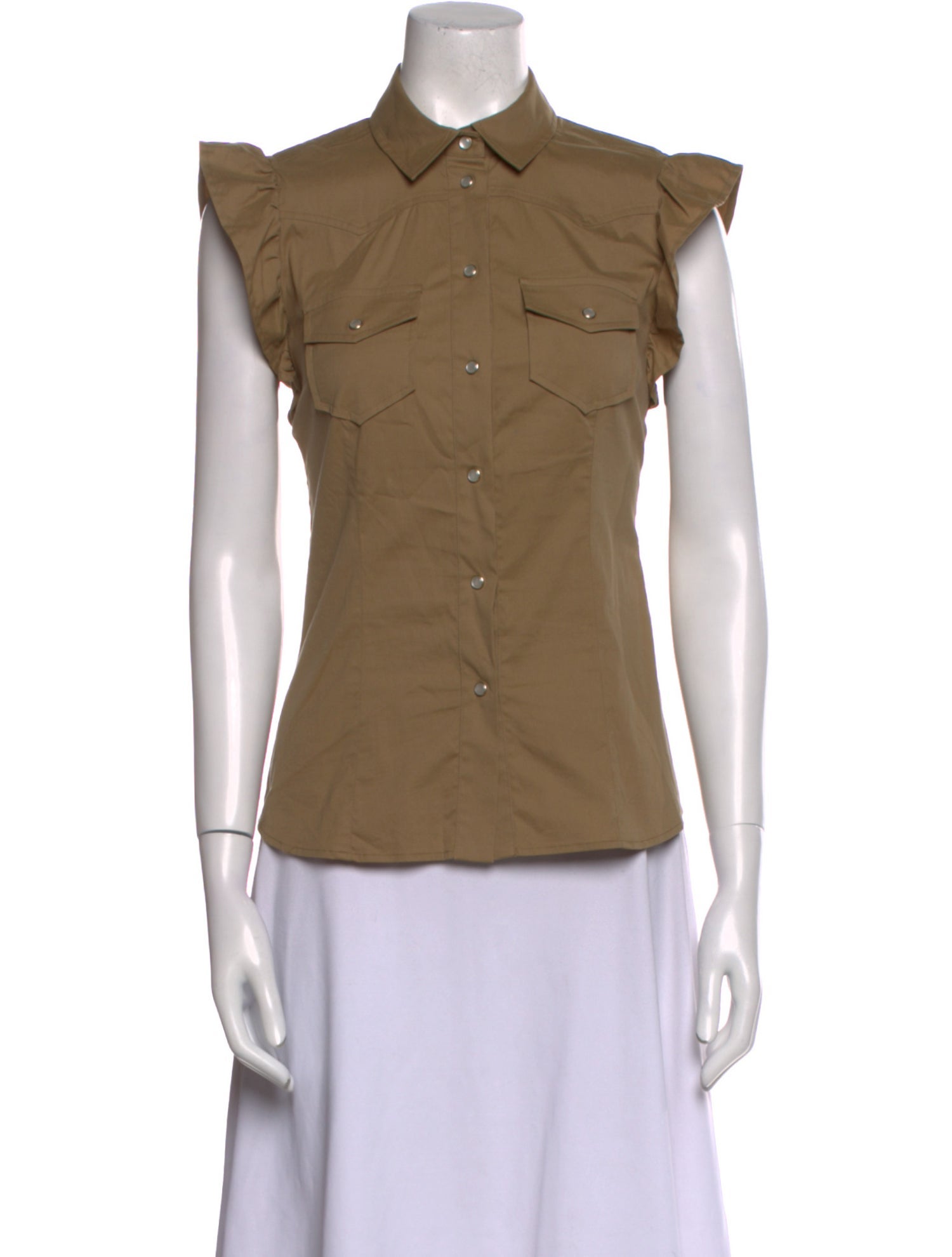 Red Valentino Short Sleeve Button-Up Top