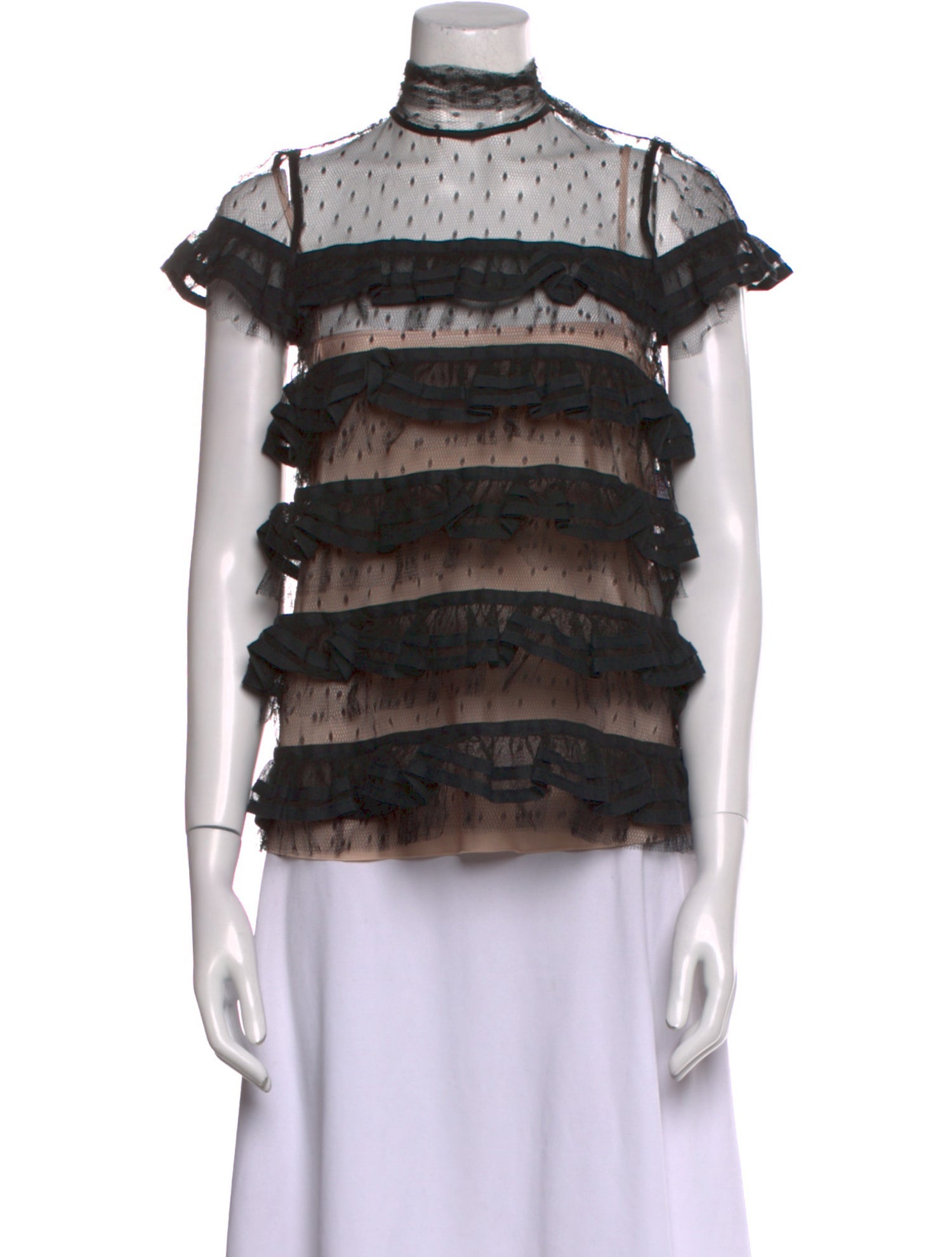 Red Valentino Mock Neck Short Sleeve Top w/ Tags