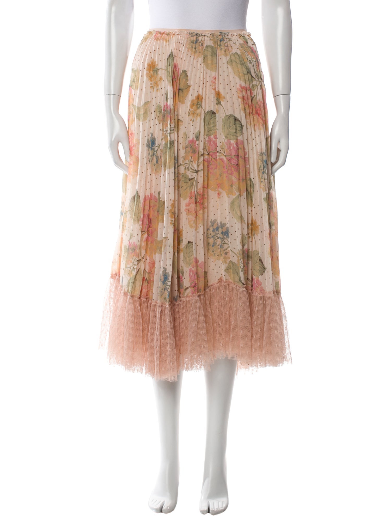 Red Valentino Floral Print Midi Length Skirt