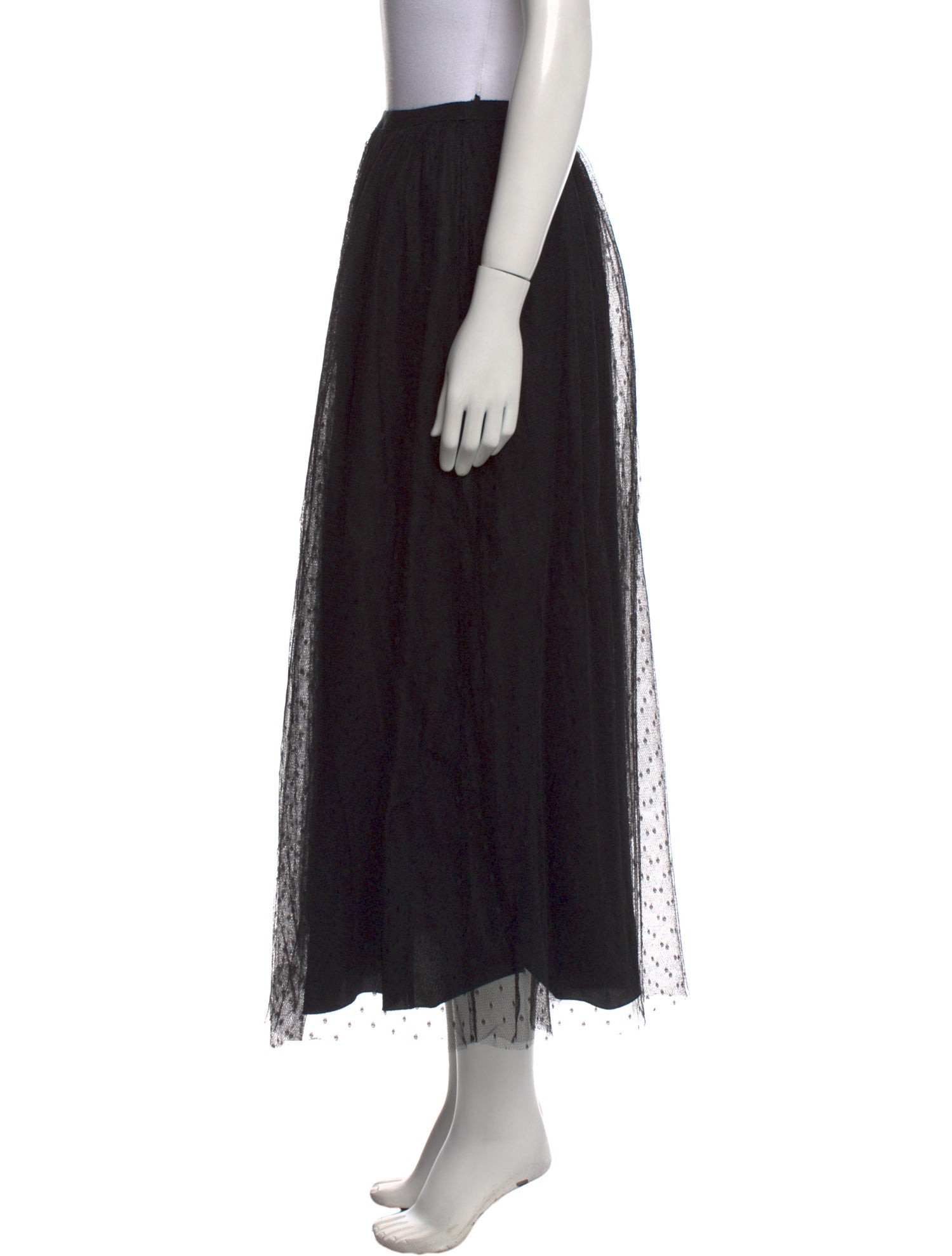 Red Valentino Mesh Accents Midi Length Skirt