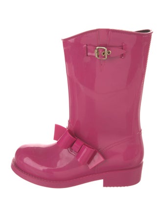 Red Valentino Rubber Bow Accents Rain Boots