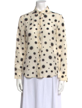 Red Valentino Silk Printed Button-Up Top