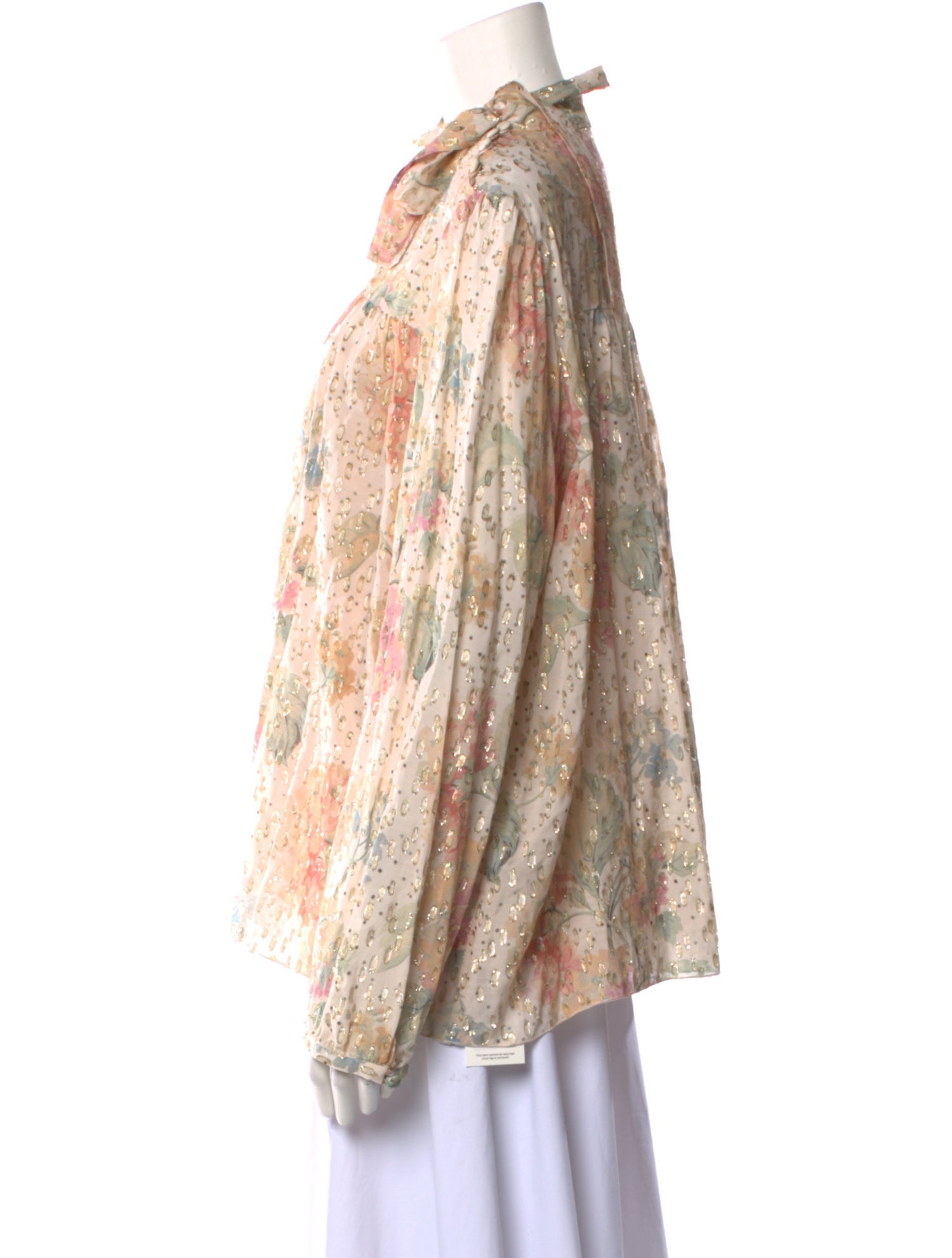 Red Valentino Floral Print Mock Neck Blouse