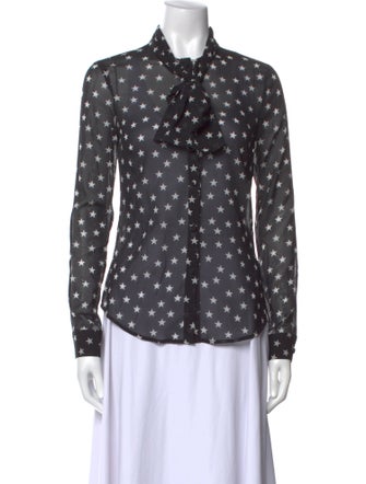 Red Valentino Silk Polka Dot Print Button-Up Top