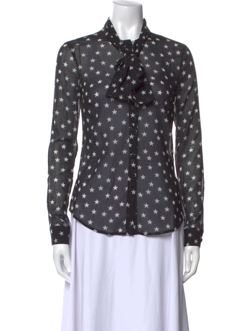 Red Valentino Silk Polka Dot Print Button-Up Top