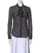 Red Valentino Silk Polka Dot Print Button-Up Top
