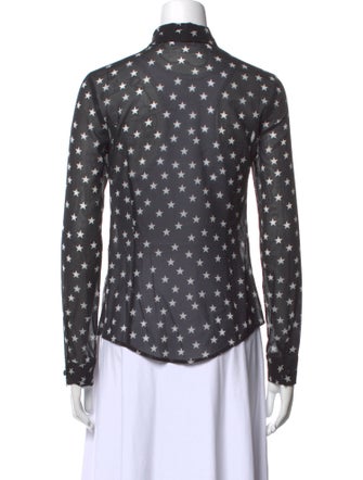 Red Valentino Silk Polka Dot Print Button-Up Top