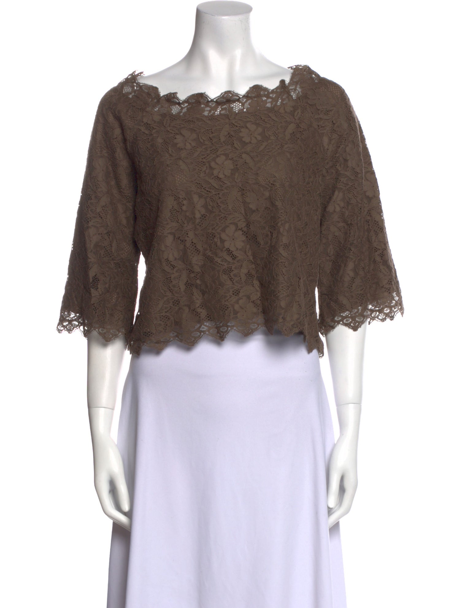 Red Valentino Lace Bateau Neckline Crop Top