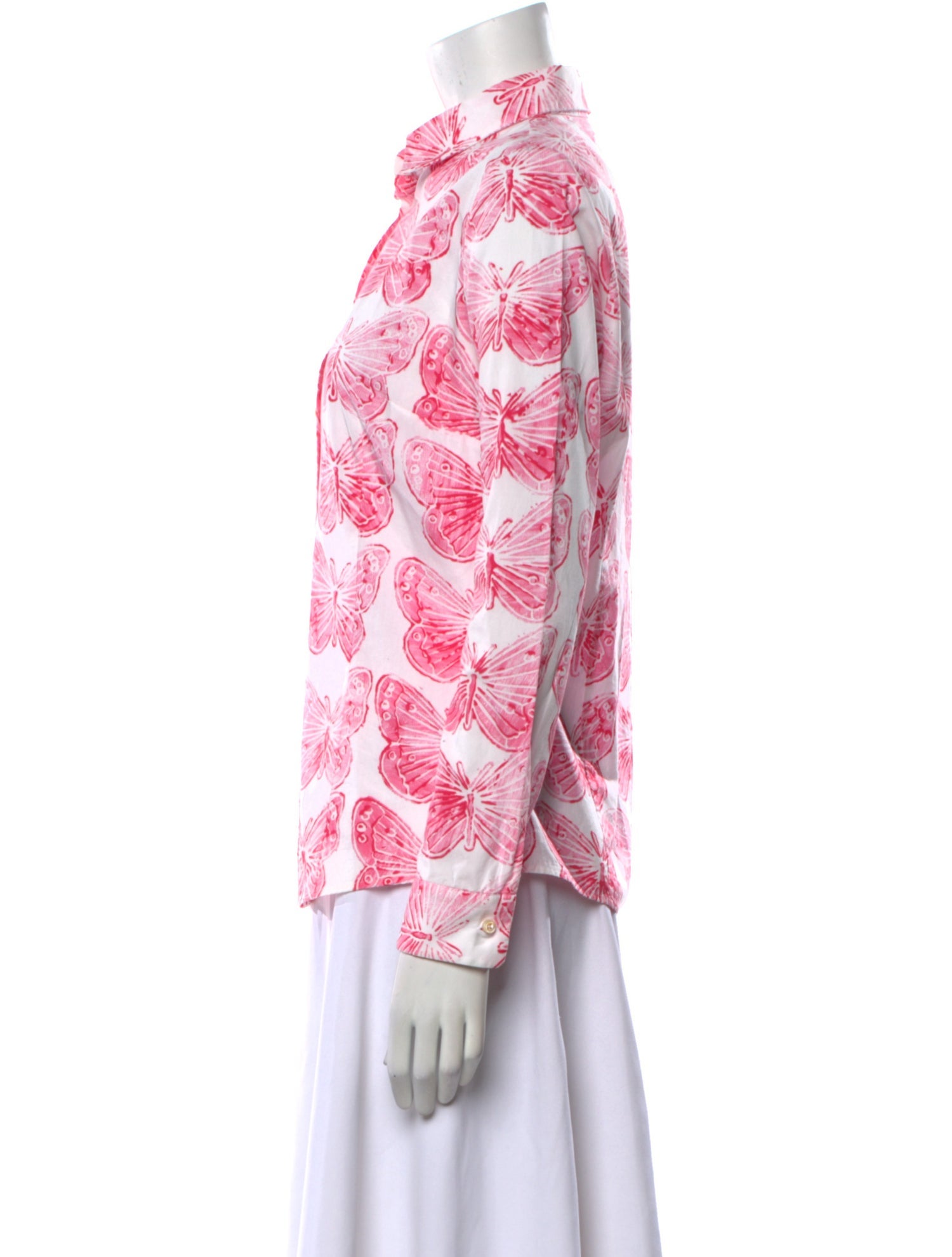 Red Valentino Printed Long Sleeve Button-Up Top