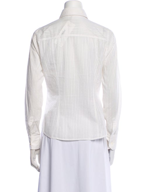 Red Valentino Striped Long Sleeve Button-Up Top