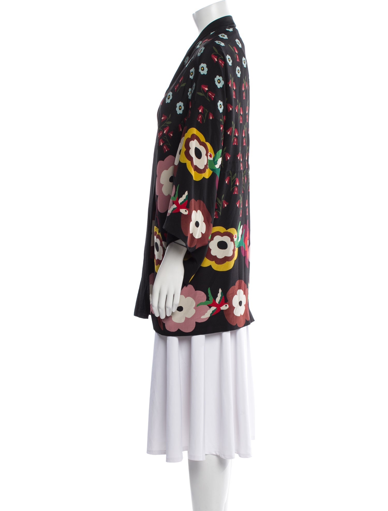 Red Valentino Silk Floral Print Coat