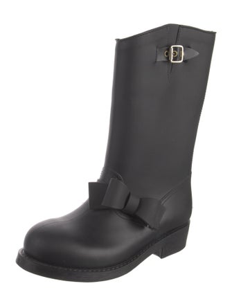 Red Valentino Rubber Bow Accents Rain Boots