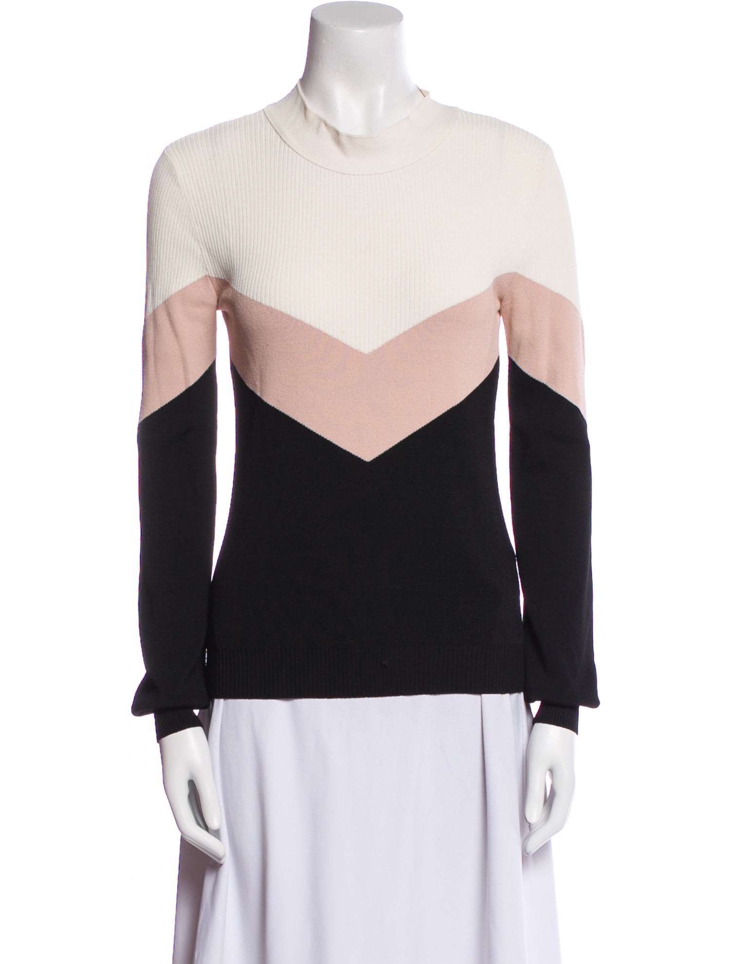 Red Valentino Colorblock Pattern Crew Neck Sweater