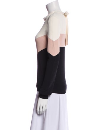 Red Valentino Colorblock Pattern Crew Neck Sweater