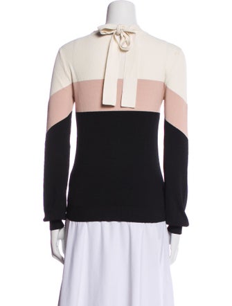 Red Valentino Colorblock Pattern Crew Neck Sweater