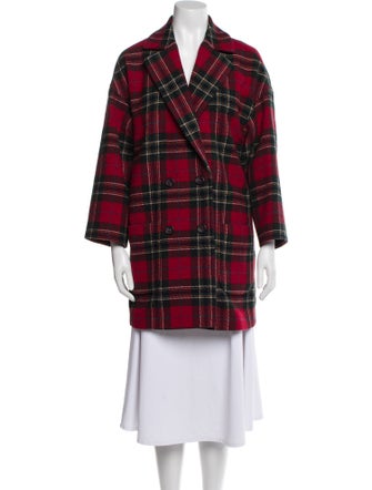 Red Valentino Virgin Wool Plaid Print Coat