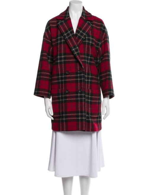 Red Valentino Virgin Wool Plaid Print Coat