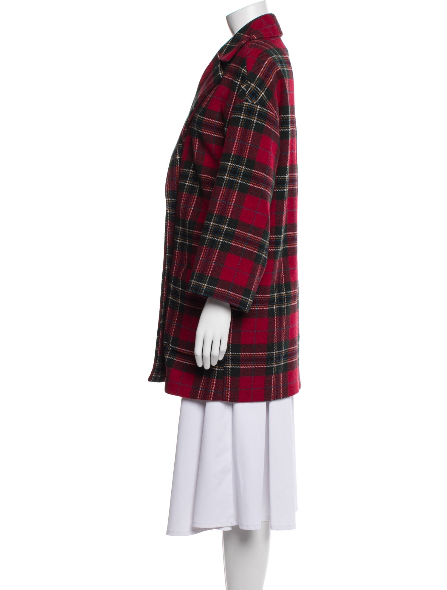 Red Valentino Virgin Wool Plaid Print Coat