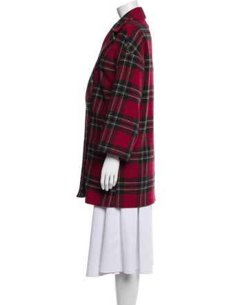 Red Valentino Virgin Wool Plaid Print Coat