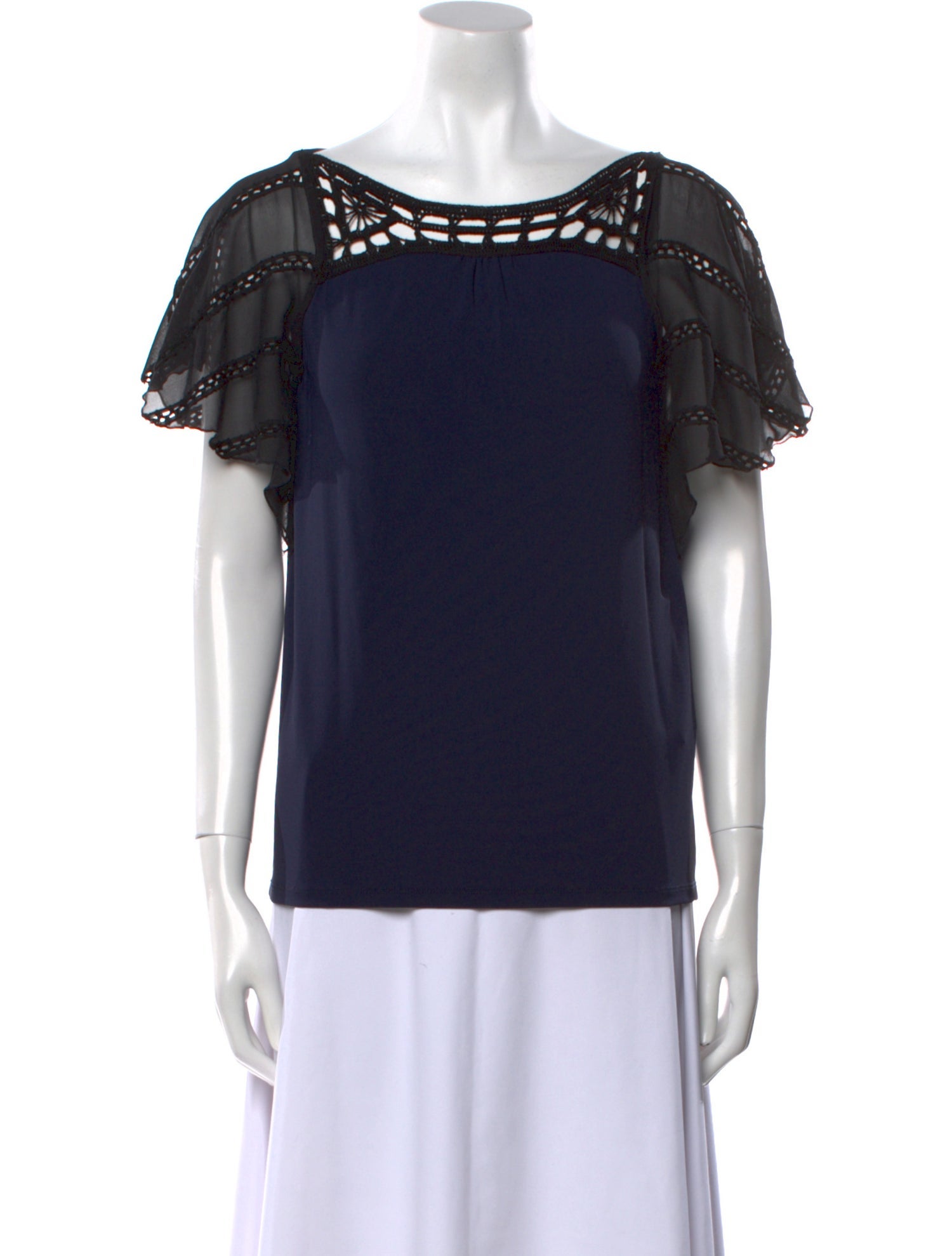 Red Valentino Bateau Neckline Short Sleeve Blouse